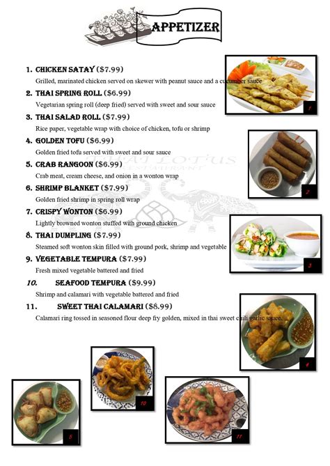 thai lotus menu.